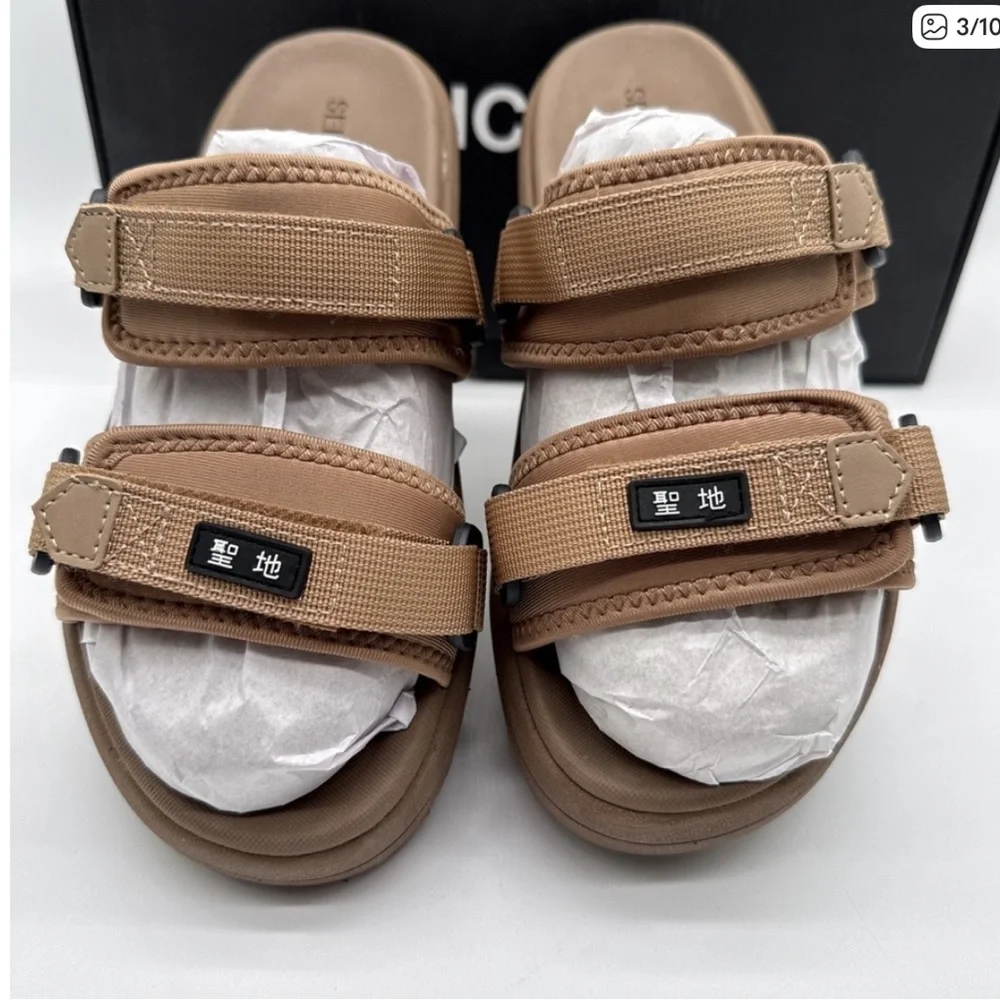 SEICHI YOROI‎ V2 TAN Slide Sandals with Buckle Straps SIZE US10 Euro 43